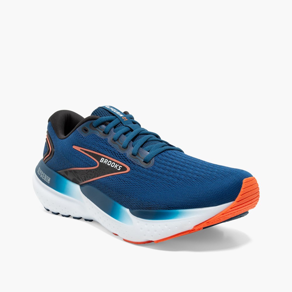 Chaussures Running Route Brooks Glycerin 21 Bleu Noir Homme | NOK-0419097